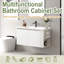 Wall-mounted Floating Bathroom Vanity With Ceramic Sink,free-handle Design,side Open Shelves