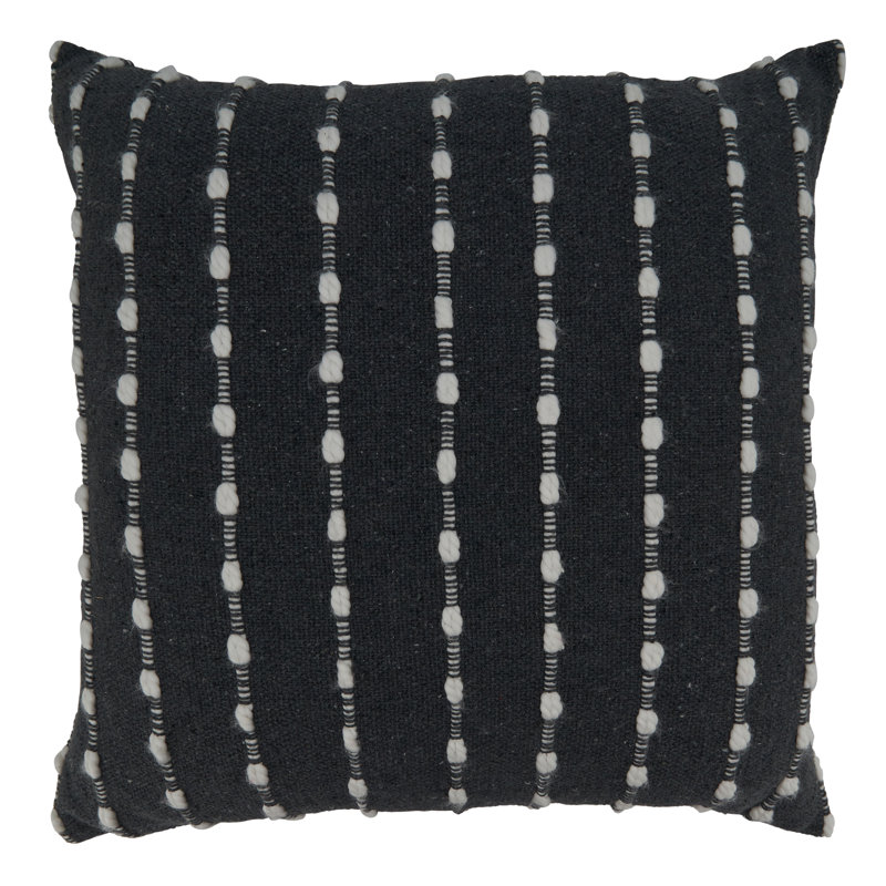 Black and White Chunky Striped Square Throw Pillow