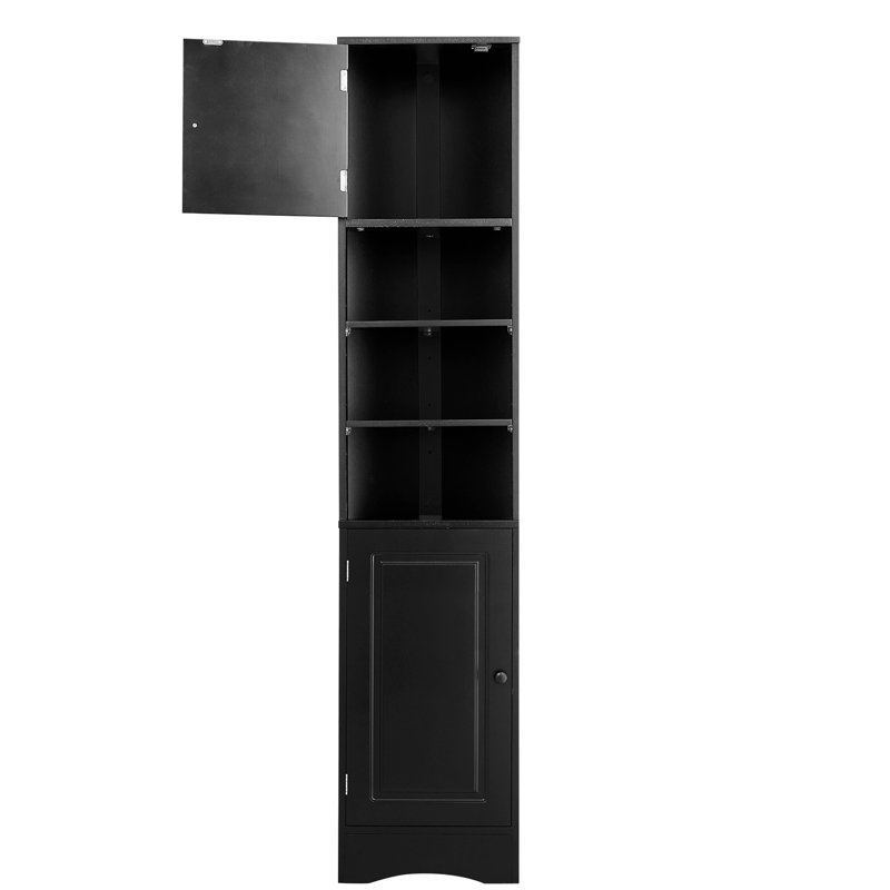 Armoire de coin multifonctionnelle, armoire de rangement haute avec deux portes, armoire d'appoint, Noir