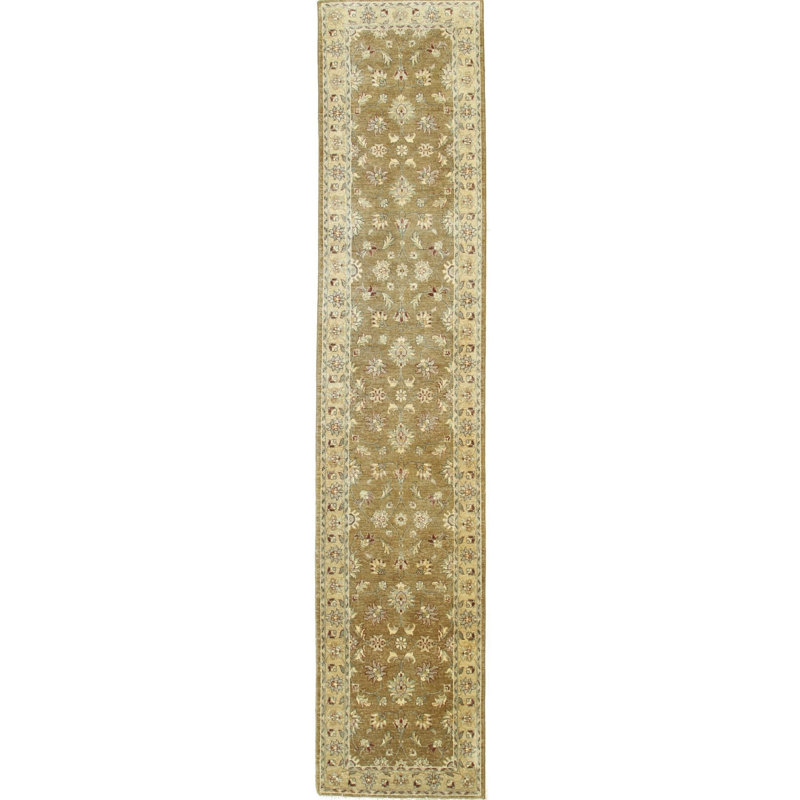 Hand Knotted Wool Floral Area Rug in Brown
