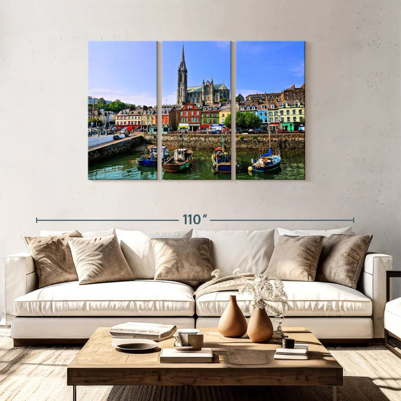 Bateaux du port de Sebbie Cobh, H 48 po x l 74 po