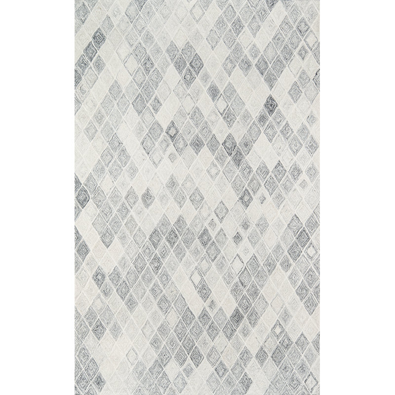 Tapis gris en laine touffeté à la main Harmond, Rectangle 3 pi x 5 pi