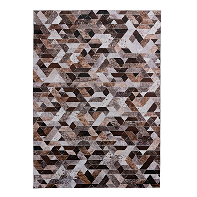 Tapis géométrique rectangulaire brun Jahmaal, Rectangle 3 pi x 5 pi