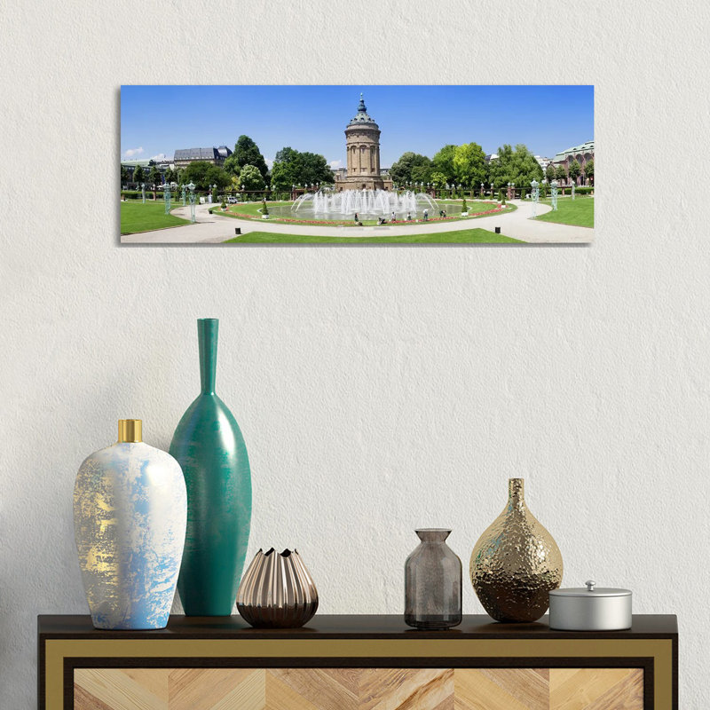 Water Tower In A Park, Wasserturm, Mannheim, Baden-Wurttemberg, Germany by Panoramic Images - Wrapped Canvas Panoramic Print