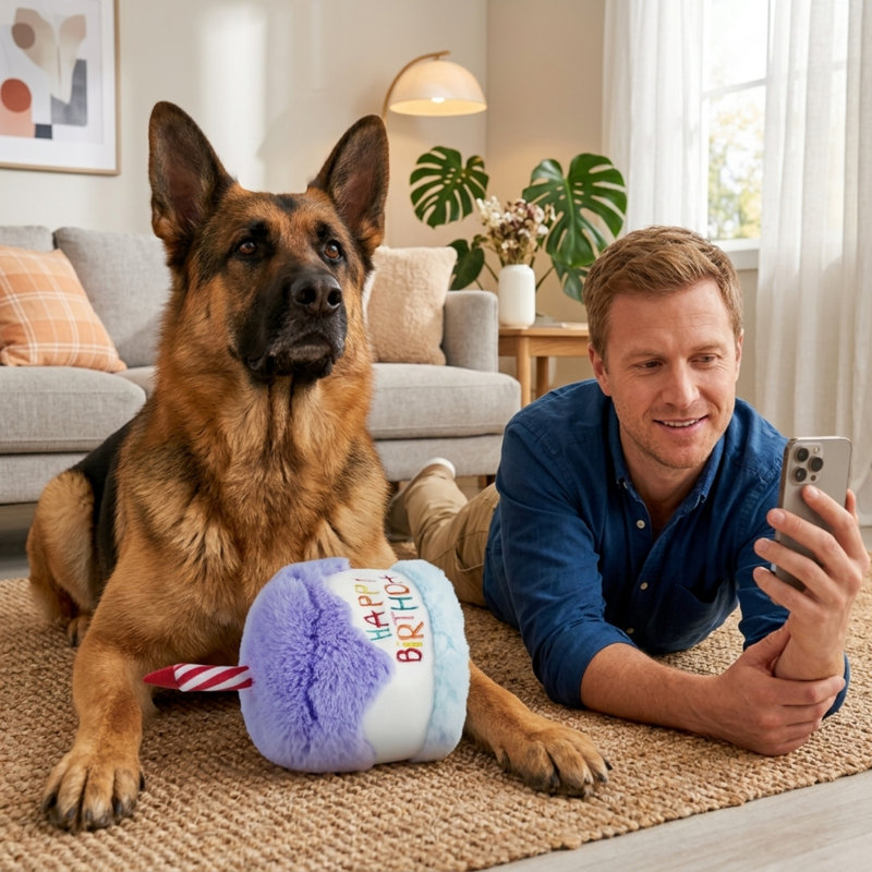 Joyeux anniversaire, jouet pour chien en peluche avec froissé, cadeau de chiot en peluche pour fête d'anniversaire, pour petits et moyens chiens