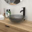 Lavabo de salle de bain avec verre trempé gris et bonde escamotable tentante, vasque portative 15,5 x 15,5 x 5,23