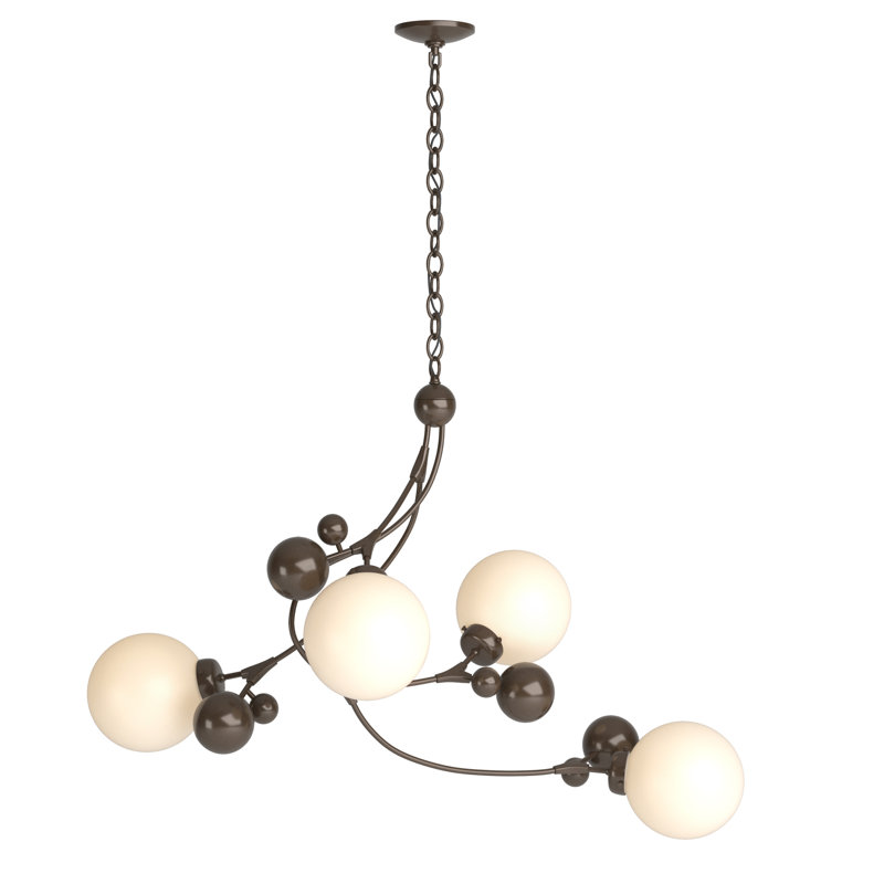 Lustre géométrique unique à 4 lumières Sprig, Bronze, Opale