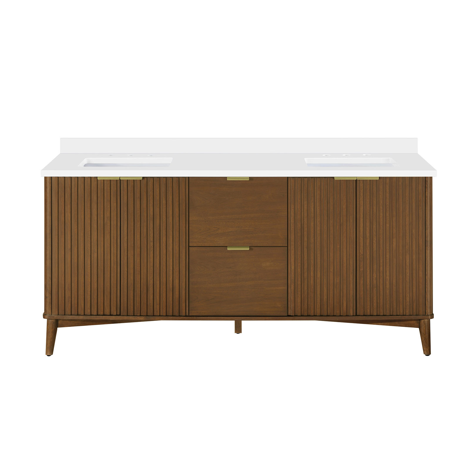 Gabi 72" Double Bathroom Vanity, Warm Walnut