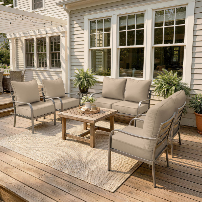 6.5″ Outdoor Replacement Cushion Set, Deep Seating Seat / Back Cushion Set, Sand