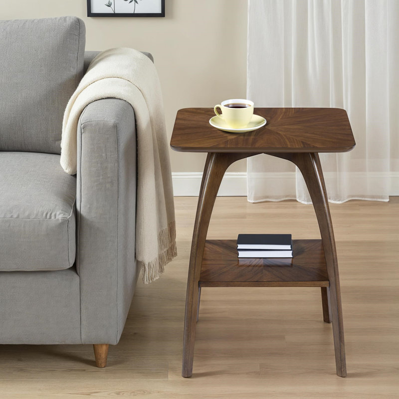 Table de bout carrée en bois avec rangement Atreu, Noyer