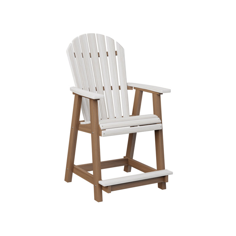 Comfo Back Outdoor Bar Stool, Antique Mahogany, Seashell