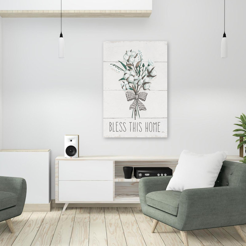 «Blessed II Black Bow» - Tableau de grange Bless Bless This Home Bouquets Art, H 36 po x l 24 po