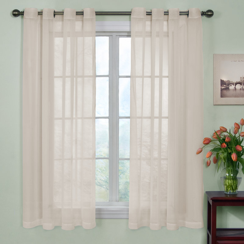 Diphda Sheer Curtain Single Panel, 59" W x 108" L, Ivory