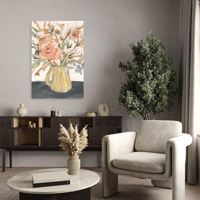 Boho floral I, art floral abstrait, H 36 po x l 24 po
