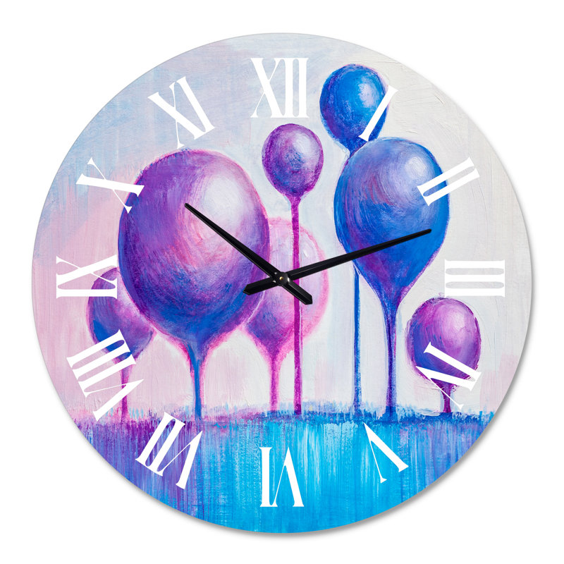 Arbres ornementaux colorés I - Horloge murale moderne, Grand