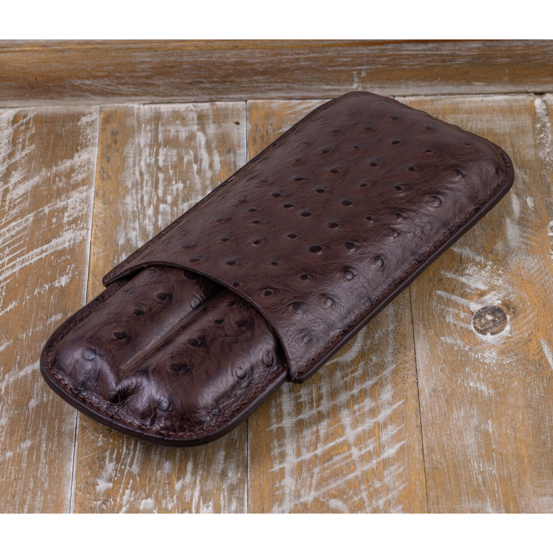 Sipos Gold Brass Stainless Steel Cigar Case, Brown