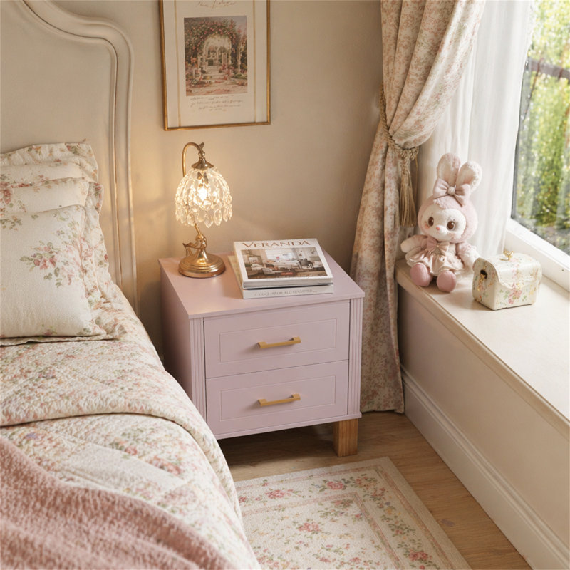 Table de chevet 2 tiroirs, Pink