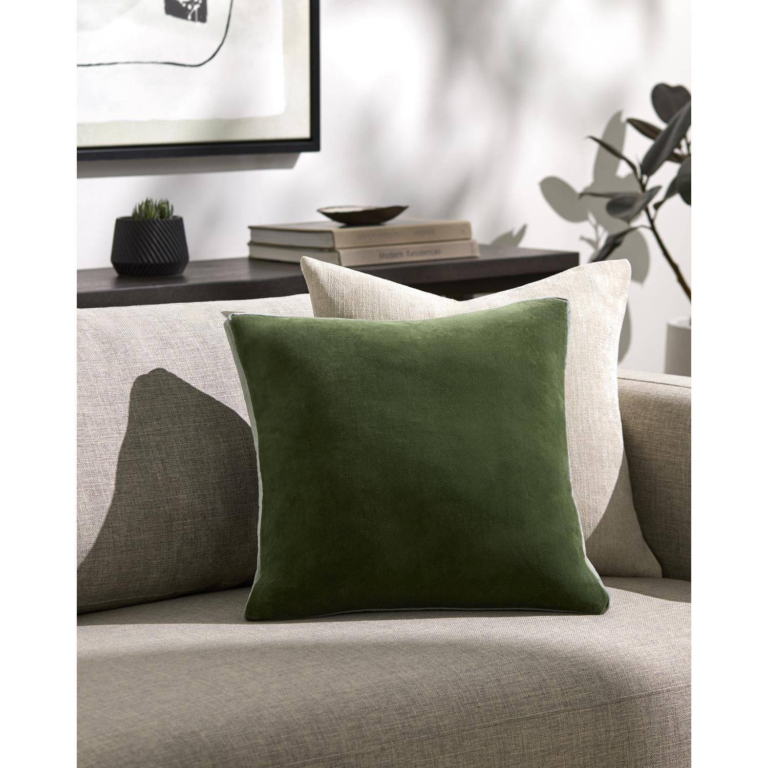 Cotton Pillow Cover, 18" x 18", Down, Green/Teal