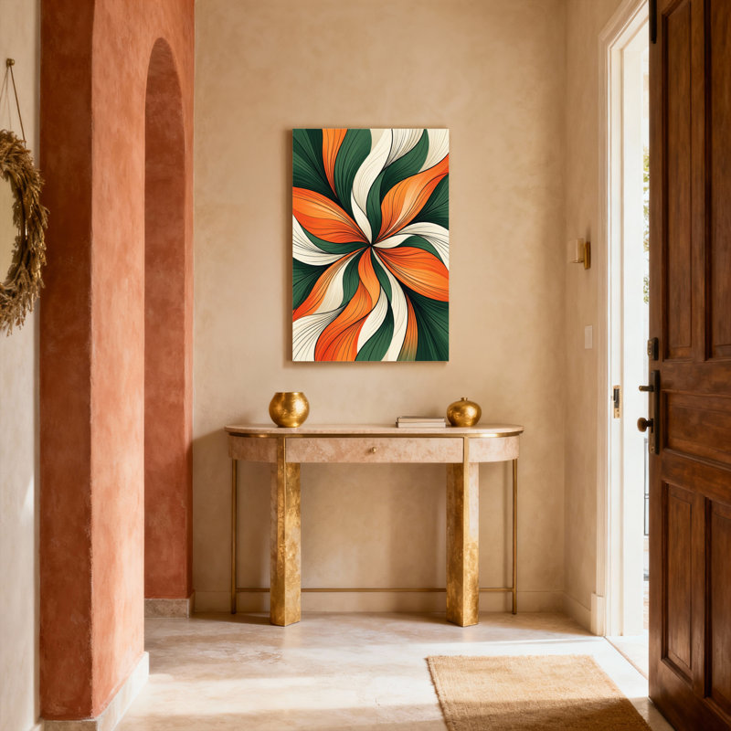 Ensemble de 1 tableau sur toile à motif floral abstrait, H 24 po x l 16 po