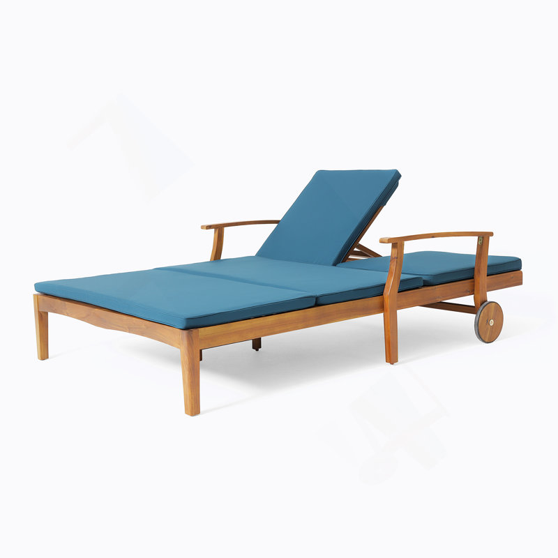 Double chaise longue avec côtés réglables et coussins à séchage rapide pour une détente en plein air