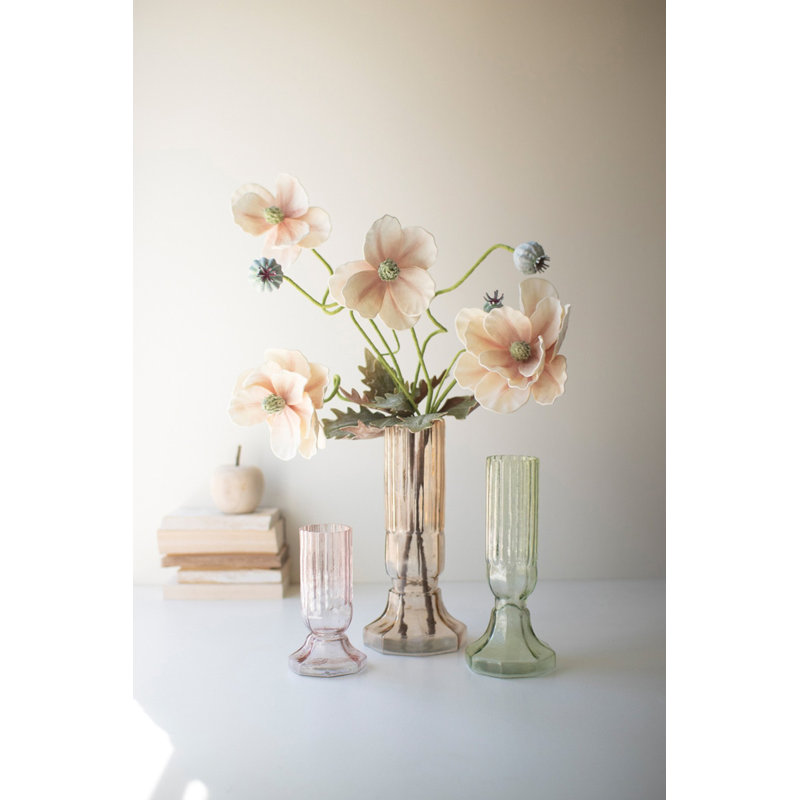  Vases en verre cannelé - Ensemble de 3 vases décoratifs multicolores de 11,75 po de hauteur