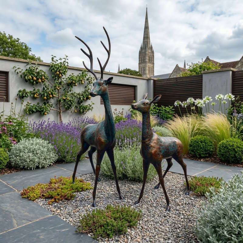 Deer Animals Metal Garden Statue