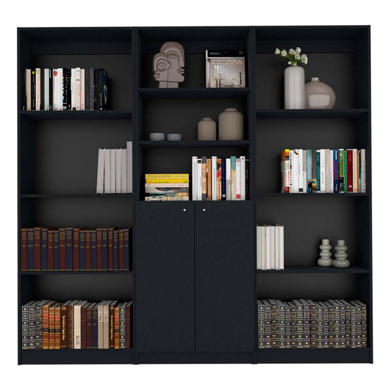 3 Piece Living Room Set With 3 Bookcases Black Design