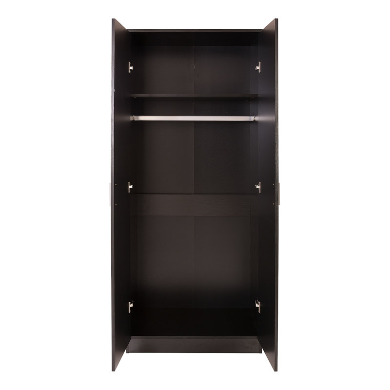 Brylene 2 Door Wardrobe, Black Oak/Black High Gloss