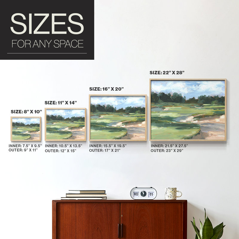 Golf Course Study II -Framed Print - Restickable, Natural, 11" H x 14" W