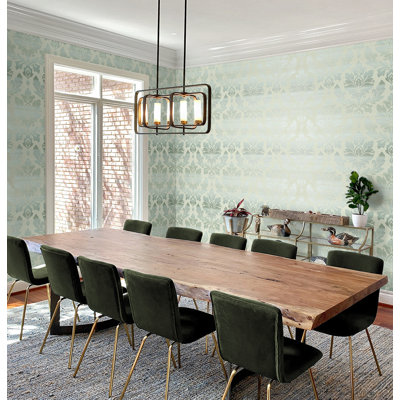 Seabrook Designs Metallic Ceri Ombre Striped Damask Unpasted Wallpaper