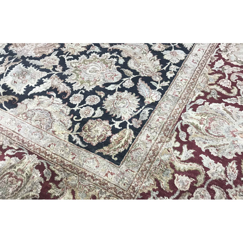 Tapis noir et rouge de haute qualité noué à la main