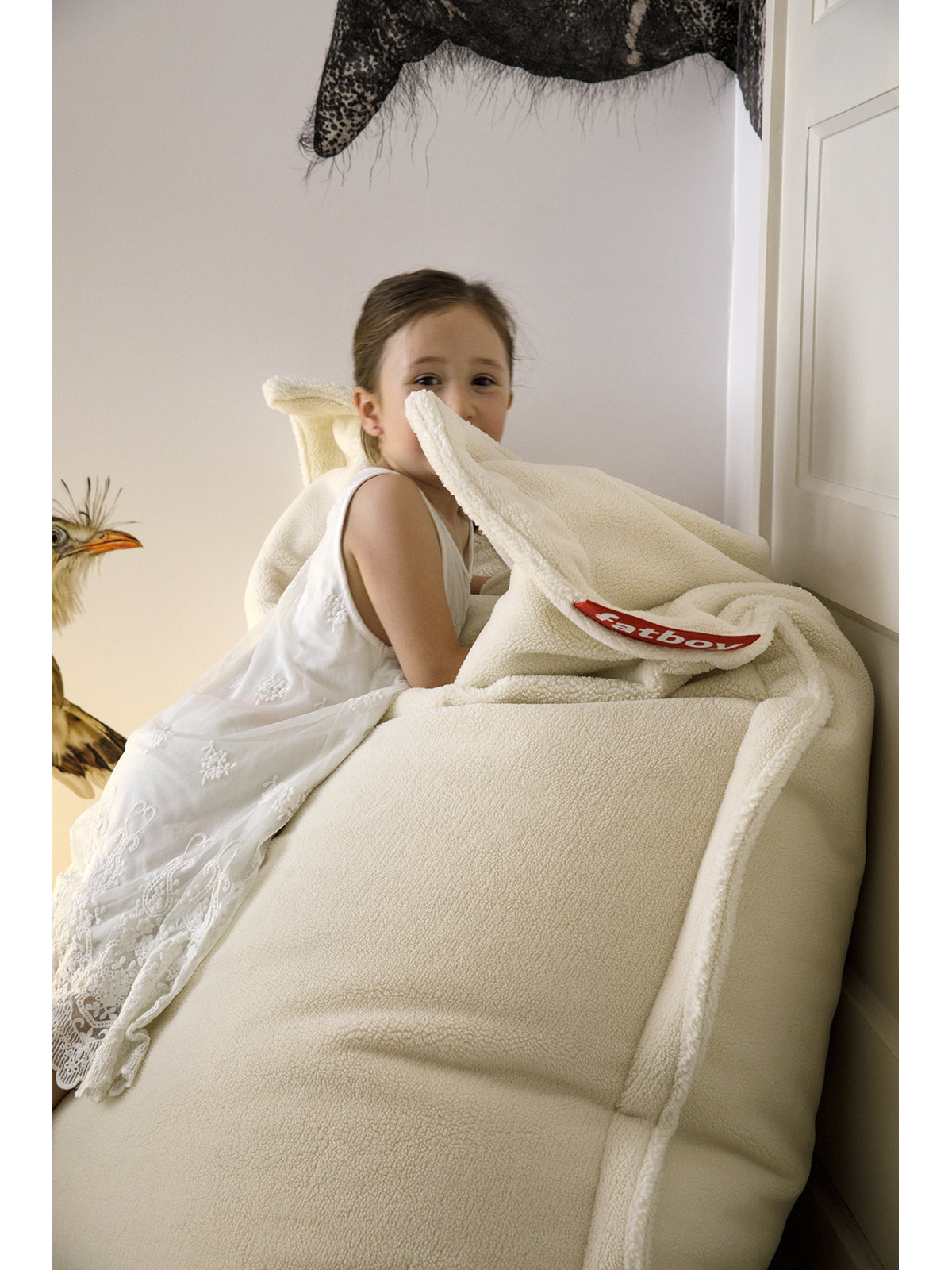 Original Slim Sunbrella® Bean Bag, Off White 100% Polyester
