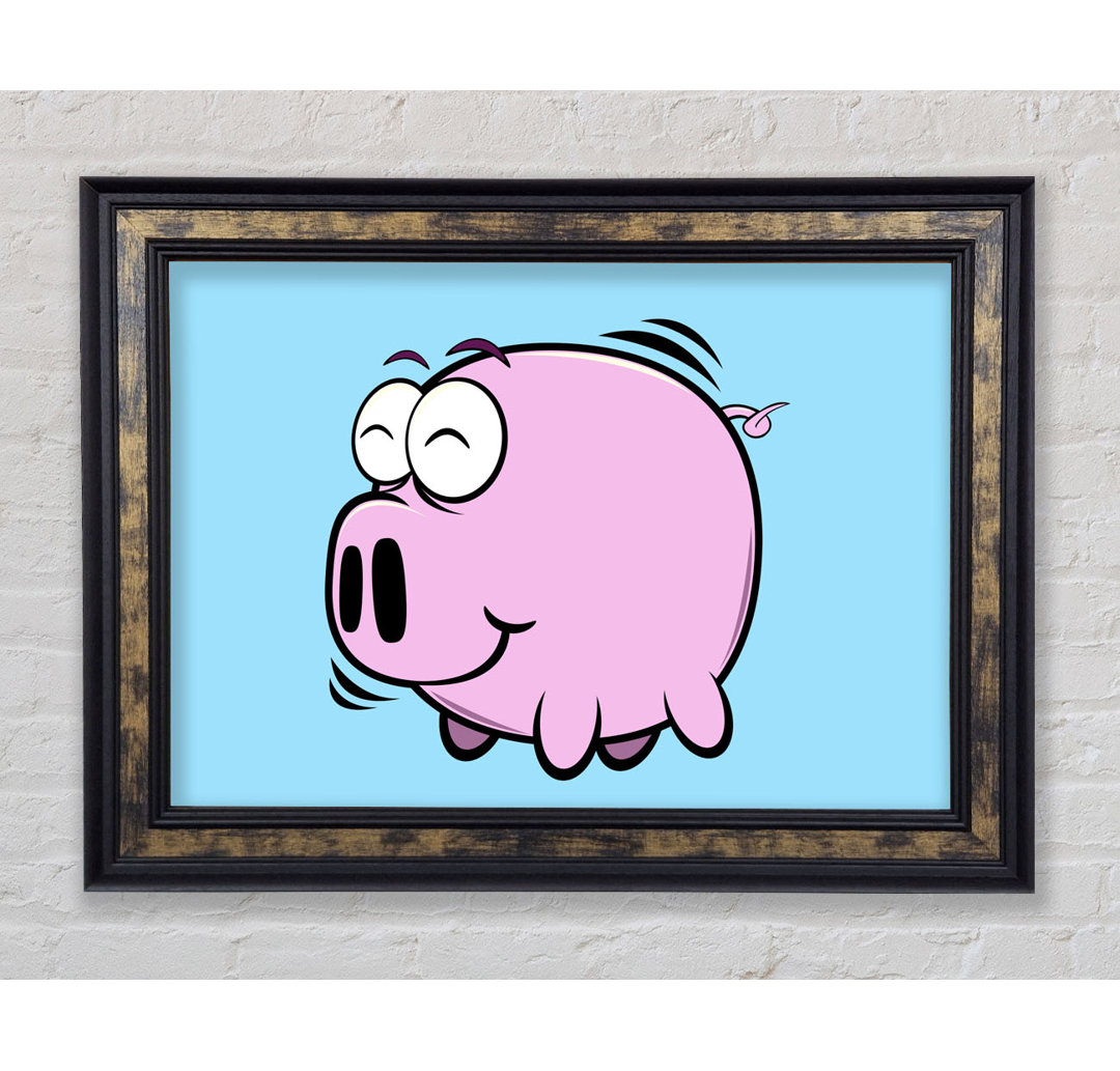 Happy Pig Smiling Baby Blue - Einzelner Bilderrahmen Kunstdrucke