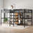 Space-Saving Twin Over Twin Metal Loft Bed with Double Desk, Wardrobe, Shelves & Electrical Outlet for Noise Reduction, woodgrain-677020634