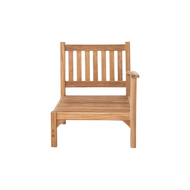 Huntington Teak Outdoor Right Arm Lounge Chair with Sunbrella Cushions, Antique Beige