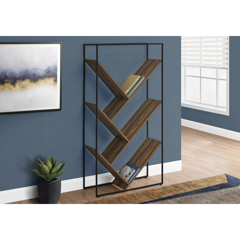 Bibliothèque, bibliothèque, étagère, 3 niveaux, H 60 po, bureau, chambre à coucher en métal
