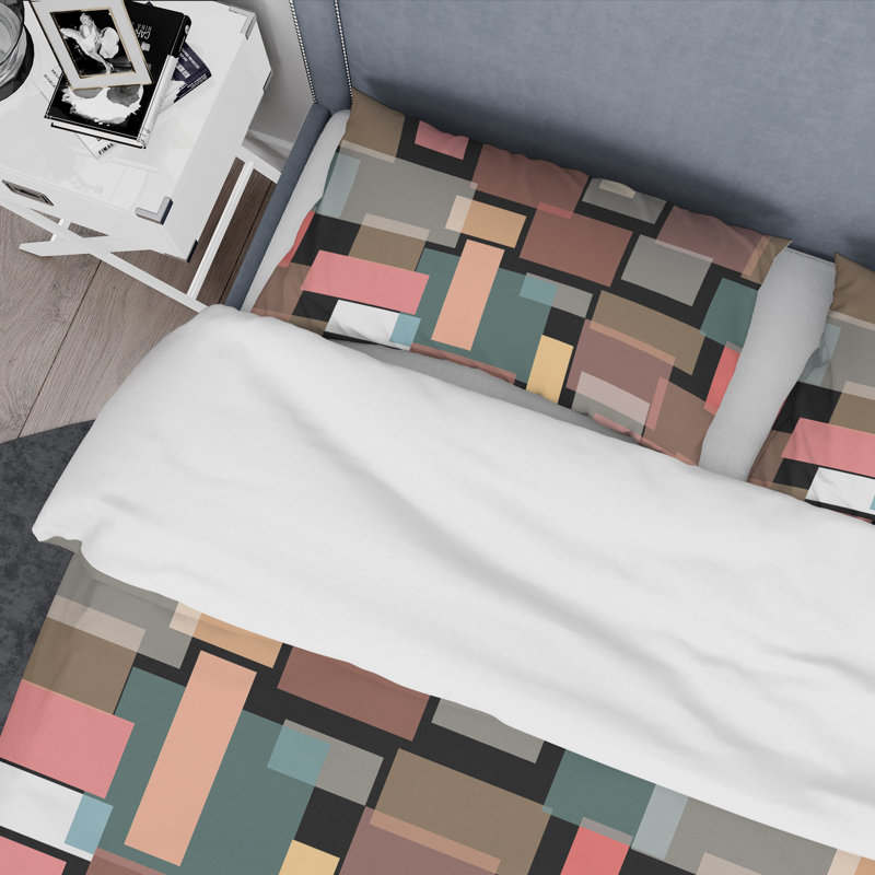 Retro Art Deco - Mid century bedding set - Modern Mid-century Bed cover set, Twin Duvet Cover + 1 Sham