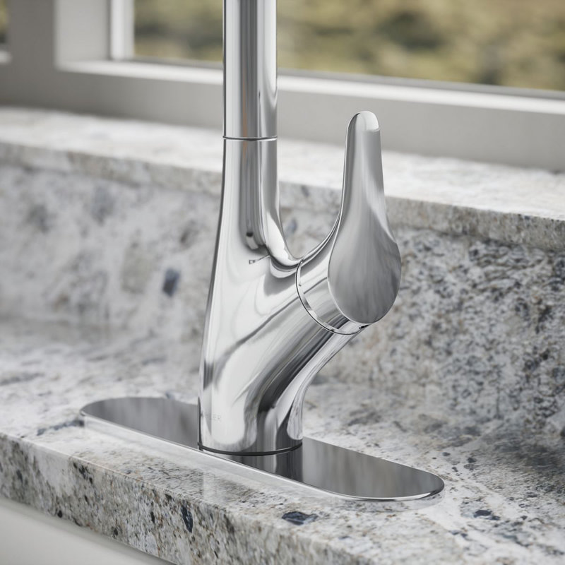 Rival Pull Down Single Handle Kitchen Faucet with Two-Function Sprayhead, Polished Chrome
