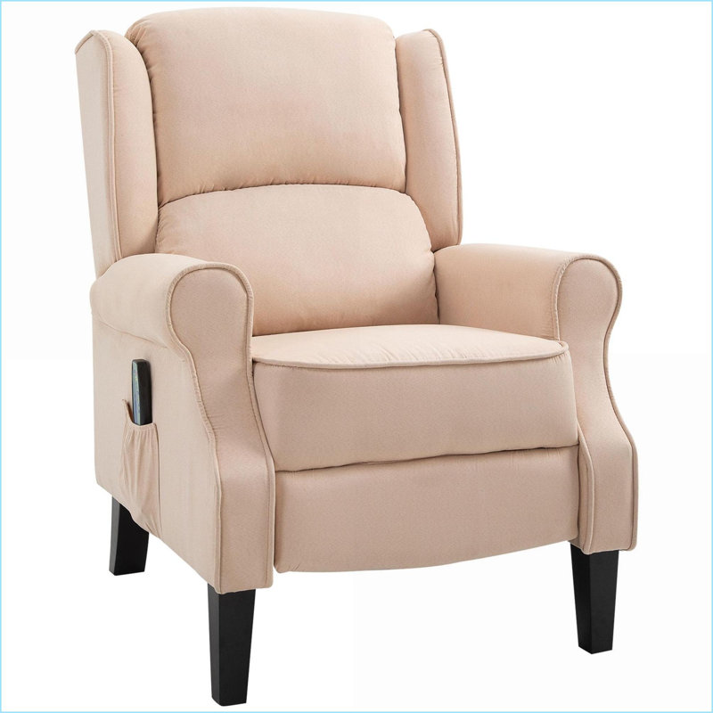 Fauteuils inclinables avec massage & amp; Chaleur, fauteuil inclinable à oreilles avec télécommande, crème | Faux suède | Taille compacte