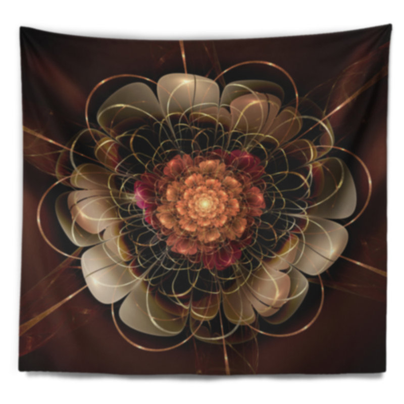 Tapisserie à motif fleur foncé à motif floral doré foncé et à fixation murale, H 32 po x l 39 po
