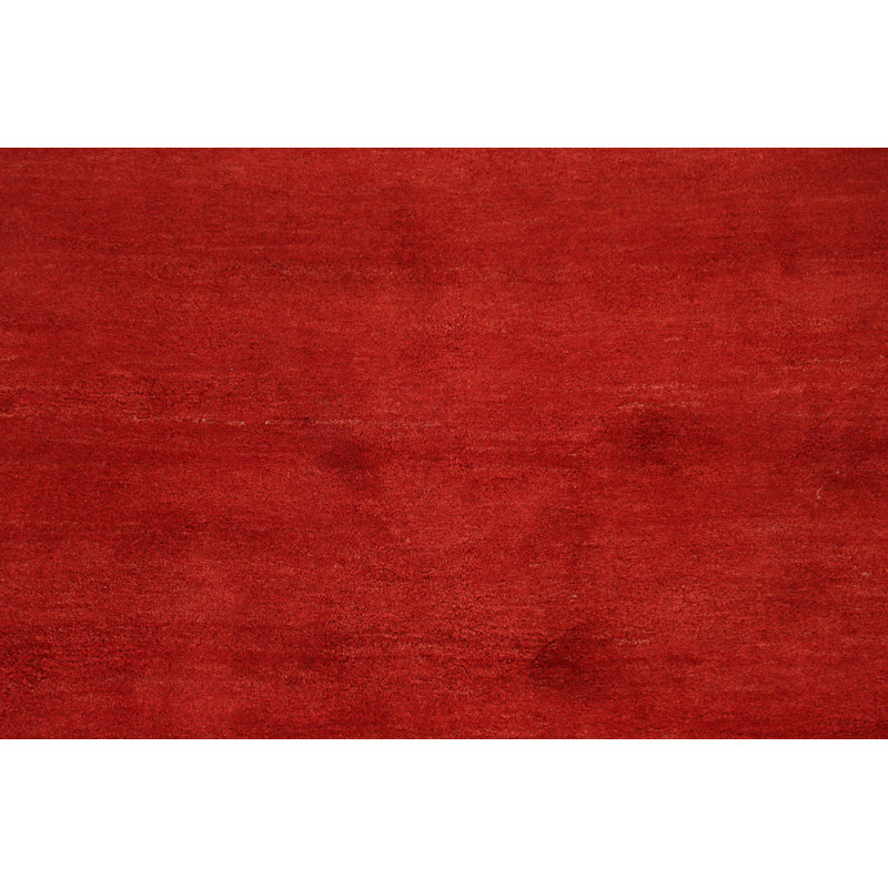 Tapis rouge en laine noué à la main de conception unique nouvel âge 5 pi 2 po x 6 pi 5 po Sudeys