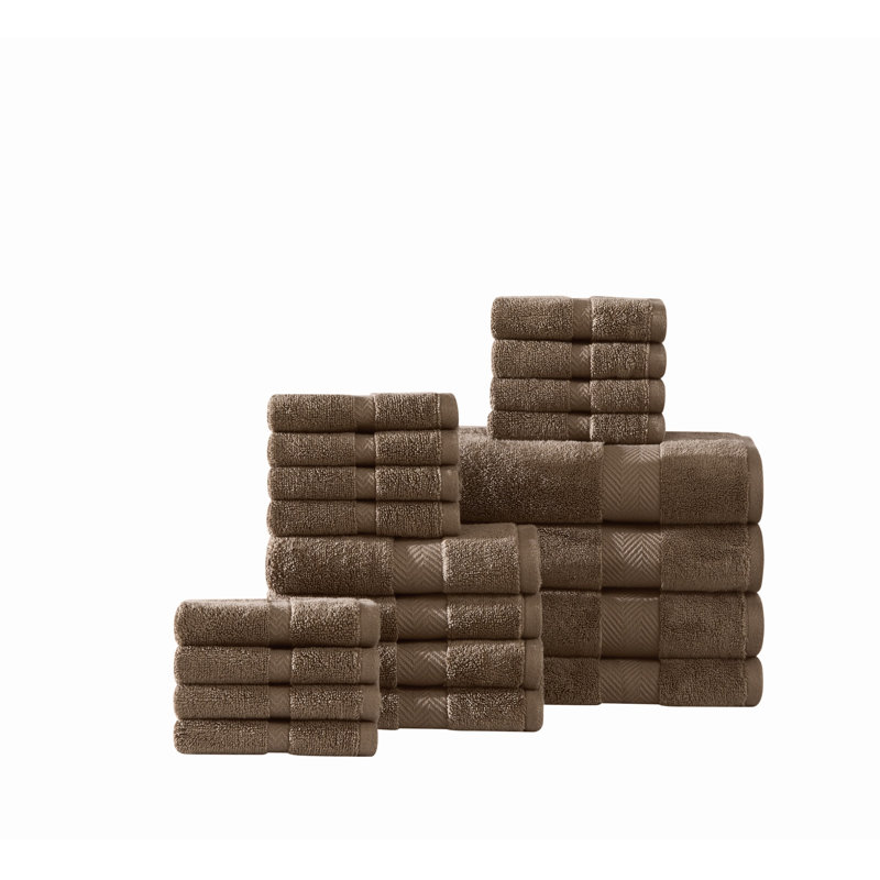  Ensemble complet de serviettes en coton 20 pièces, Brun