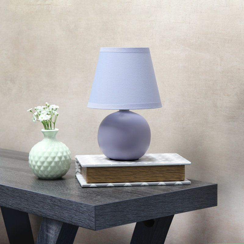 Mini lampe de table en forme de globe en céramique Amishi, Mauve, Oui