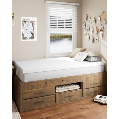  Surmatelas pour lit de dortoir, surmatelas en mousse à mémoire de forme simple TG (2 po extra long) avec housse ultra douce et sangles de coin, certifié CertiPUR-US, blanc