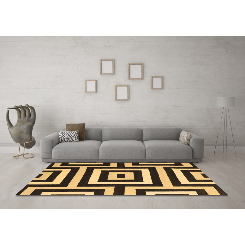 Tapis contemporains brun lavable à la machine 2780, Carré de 6 pi