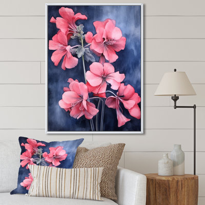 «Blue and Pink Geranium Minimal Expression», reproduction sur toile