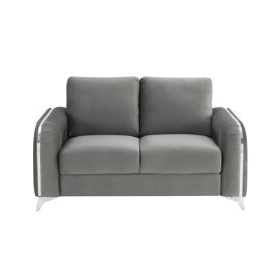 Wenona Gray Velvet Loveseat