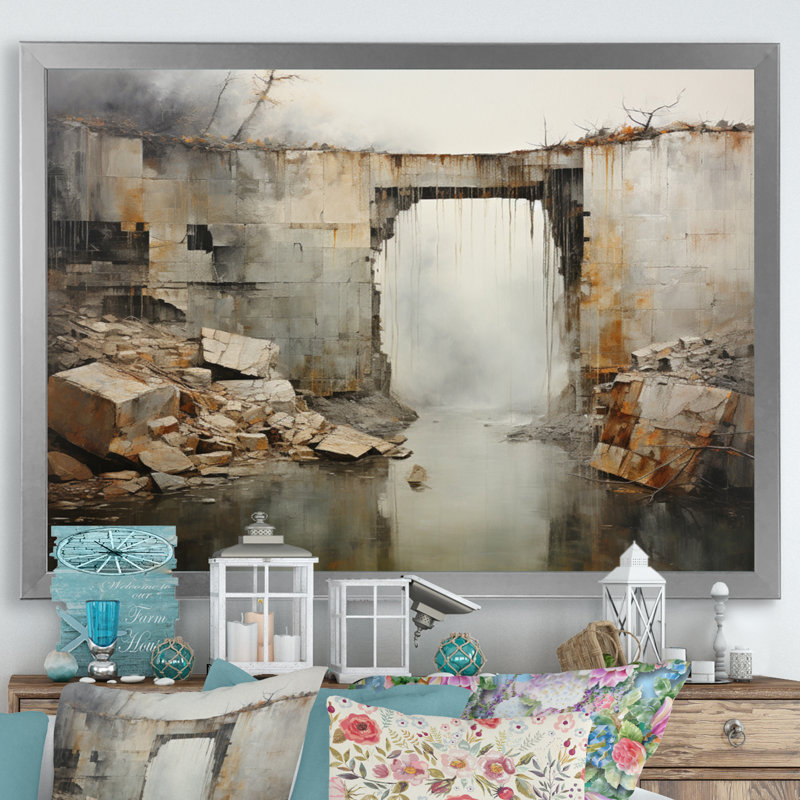 Impression sur toile, "Minimalisme Bridge Power", Silver Picture Framed, 12" H x 20" W