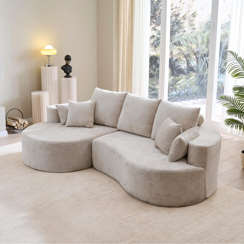 Bridger 106’’ 2 – Piece Cloud Curved Compression Sectional Sofa, Silver Lining