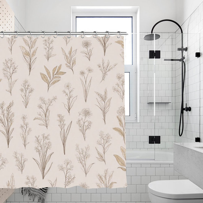 Rideaux de douche de couleur or clair dessinés à la main pour salle de bain 71 x 71